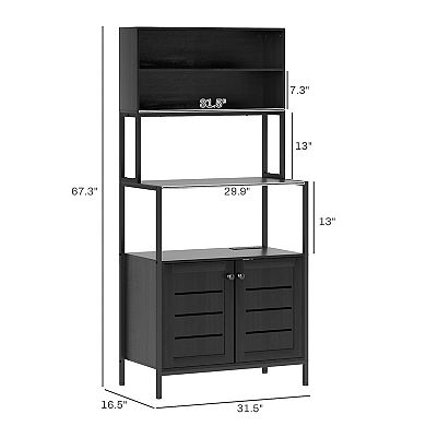 HOMCOM Bakerfts Rack Bar Cabinet with Power Outlet