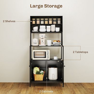 HOMCOM Bakerfts Rack Bar Cabinet with Power Outlet