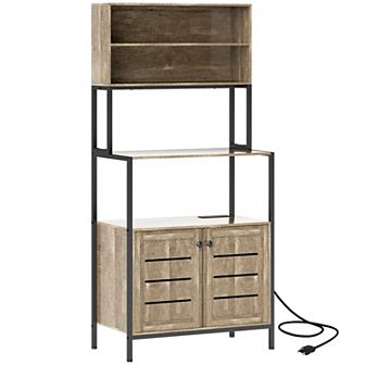 HOMCOM Bakerfts Rack Bar Cabinet with Power Outlet