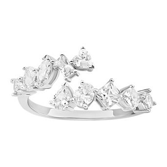 PRIMROSE Sterling Silver Cubic Zirconia Bypass Ring