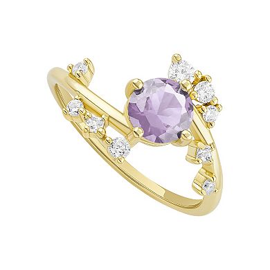 PRIMROSE Sterling Silver Cubic Zirconia Cluster Bypass Ring