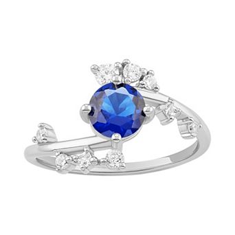 PRIMROSE Sterling Silver Cubic Zirconia Cluster Bypass Ring