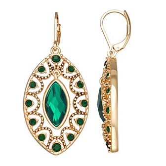 Napier Gold Tone Simulated Green Crystal Orbital Earrings