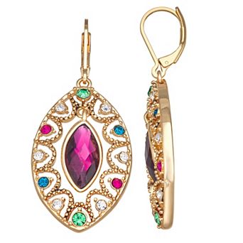 Napier Gold Tone Stone Drop Earrings