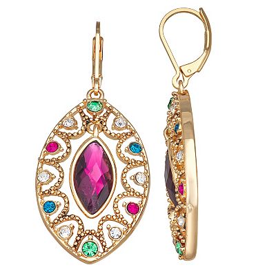Napier Gold Tone Stone Drop Earrings