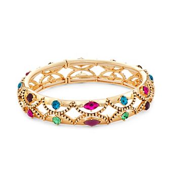 Napier Gold Tone Multi-Stone Bangle Bracelet
