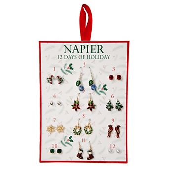 Napier Two Tone 12 Days of Holiday Earring Set