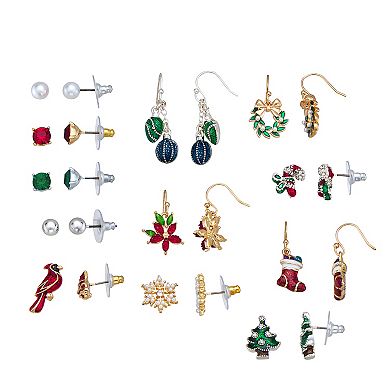 Napier Two Tone 12 Days of Holiday Earring Set