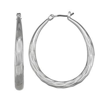 Napier Textured Oval Hoop Earrings