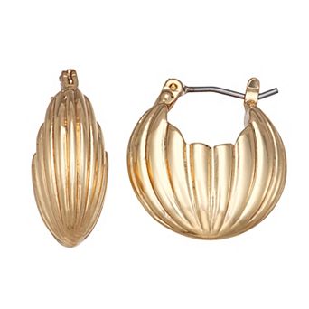 Napier Gold-Tone Ridge Huggie Earrings