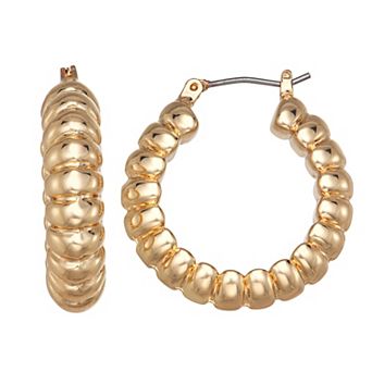 Napier Gold-Tone Ridge Hoop Earrings