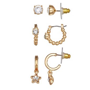 Napier 3-Pair Simulated Stone Earring Set