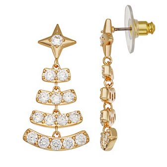 Napier Cubic Zirconia Christmas Tree Dangle Earrings