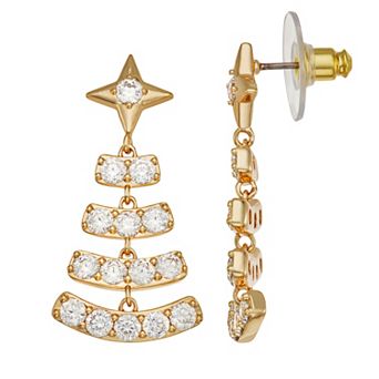 Napier Cubic Zirconia Christmas Tree Dangle Earrings