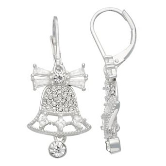 Napier Silver Tone Cubic Zirconia Bell Drop Earrings