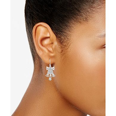 Napier Silver Tone Cubic Zirconia Bell Drop Earrings