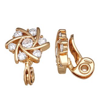 Napier Gold Tone Cubic Zirconia Clip-On Earrings