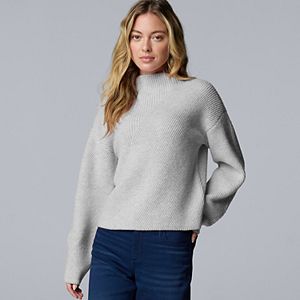 Women's Simply Vera Vera Wang Braided-Front Mockneck Sweater