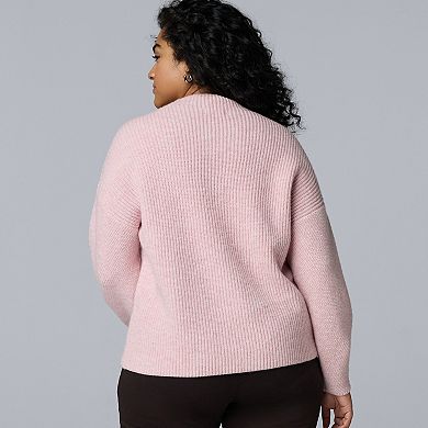 Plus Size Simply Vera Vera Wang Seamed Detail Sweater