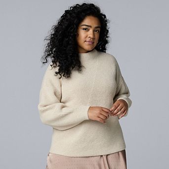 Plus Size Simply Vera Vera Wang Seamed Detail Sweater