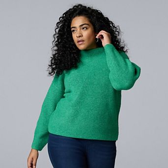 Plus Size Simply Vera Vera Wang Seamed Detail Sweater