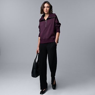 Women's Simply Vera Vera Wang Mixed Media Half-Zip Scuba Sweater