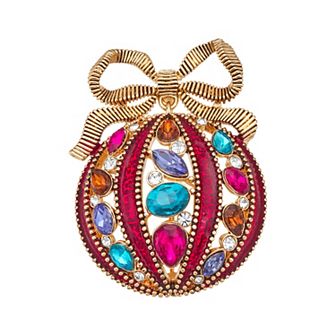 Napier Gold Tone Holiday Ornament Pin
