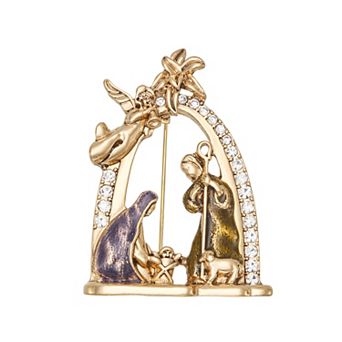 Napier Gold Tone Holiday Nativity Pin
