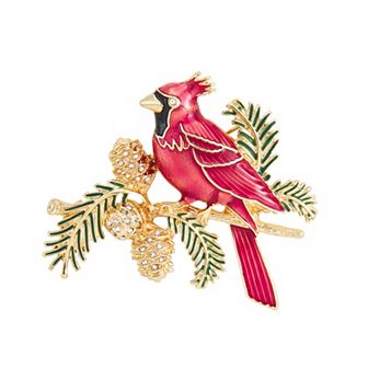 Napier Gold Tone Cardinal Branch Pin