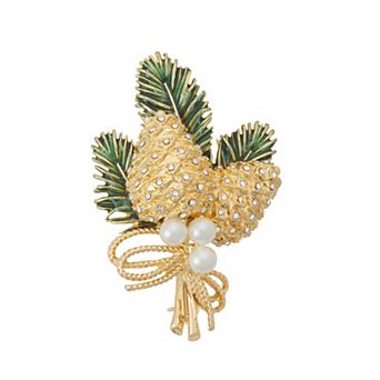 Napier Gold Tone Crystal Pinecone Pin