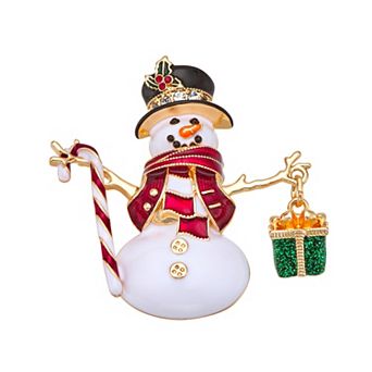 Napier Gold Tone Holiday Snowman Pin