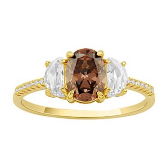 PRIMROSE Sterling Silver Oval Cubic Zirconia Ring