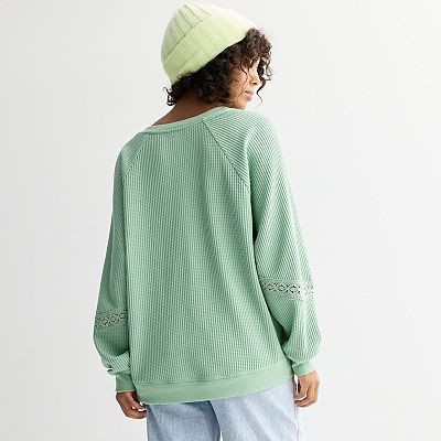 Juniors' SO® Oversized Crochet Trim Pullover