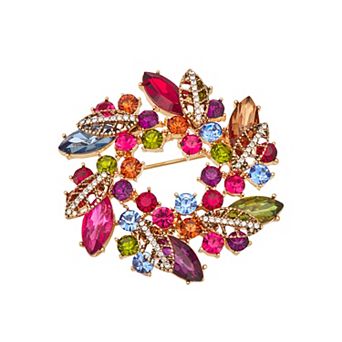 Napier Gold Tone Elevated Wreath Pin