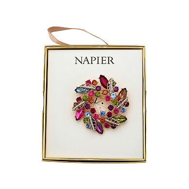 Napier Gold Tone Elevated Wreath Pin