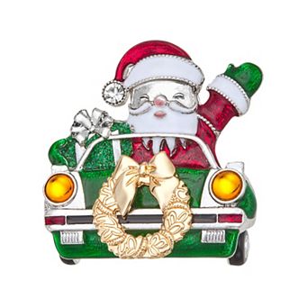 Napier Silver Tone Santa Car Pin