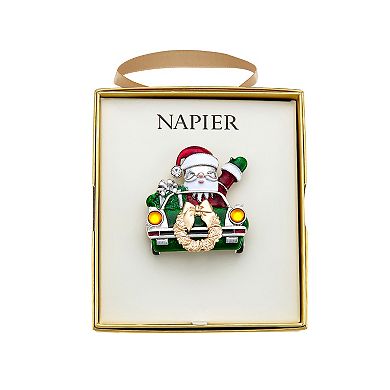 Napier Silver Tone Santa Car Pin
