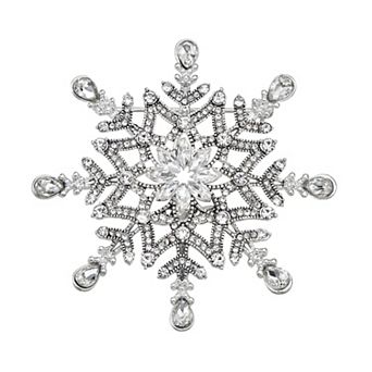 Napier Silver Tone Elevated Snowflake Pin