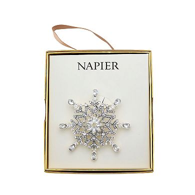 Napier Silver Tone Elevated Snowflake Pin