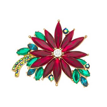 Napier Gold Tone Poinsettia Pin