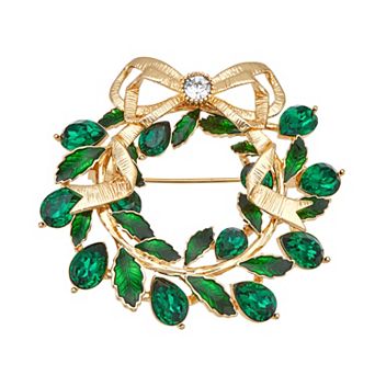 Napier Gold Tone Wreath Pin
