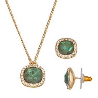 Napier Silver Tone Elevated Stones Necklace & Earring Set