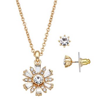 Napier Gold Tone Snowflake Necklace & Earring Set