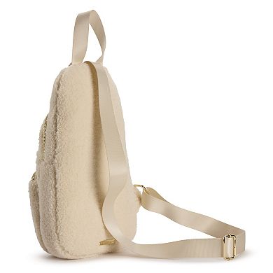 Madden Girl Fuzzy Sling Bag With Multiple Zipper Compartments