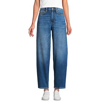 Women's Lands' End High Rise Barrel Leg Ankle Jeans