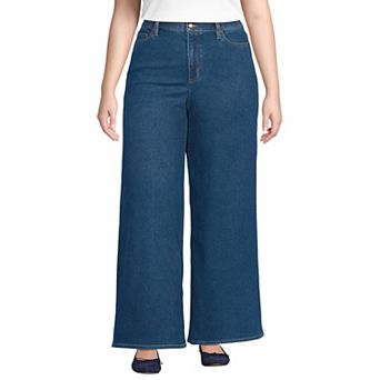 Plus Size Lands' End High Rise Extra Wide Leg Jeans