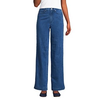 Women's Lands' End Soft Denim High Rise Wide Leg Braided Jeans
