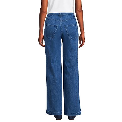 Women's Lands' End Soft Denim High Rise Wide Leg Braided Jeans