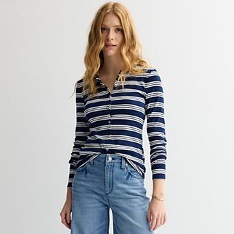 Women's Sonoma Goods For Life® Rib Long Sleeve Button-Down Shirt