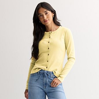 Women's Sonoma Goods For Life® Rib Long Sleeve Button-Down Shirt